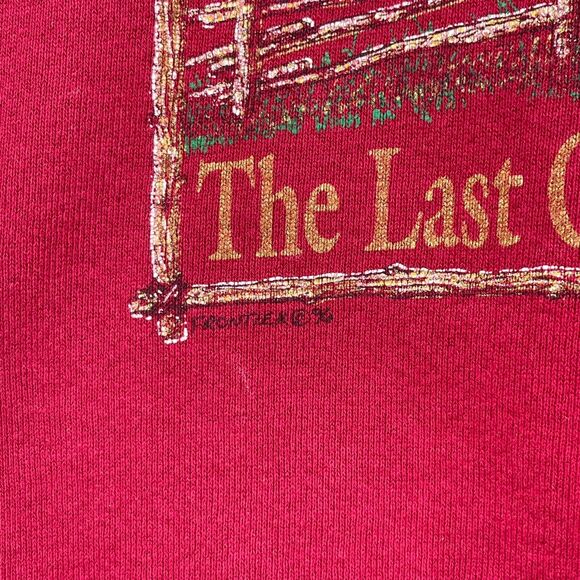 Vtg Colorado Sweatshirt Adult L Red The Last Great Place Log Cabin Western 90s - Picture 4 of 14